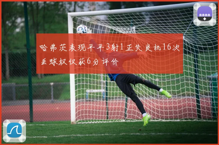 哈弗茨表现平平3射1正失良机16次丢球权仅获6分评价